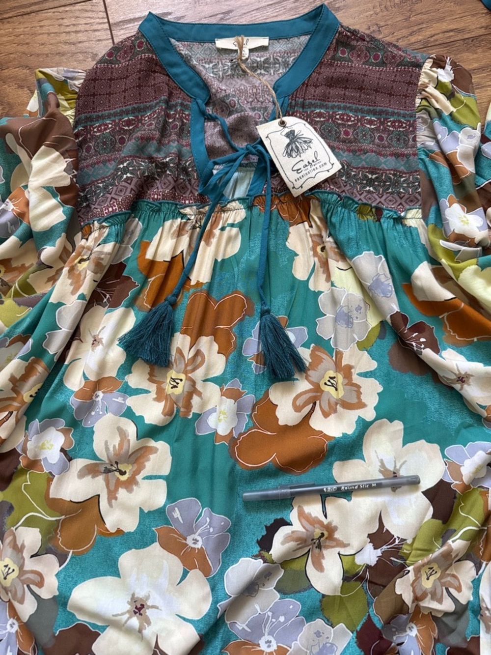 NWT) Easel Boho Floral Western Tunic Dress 1X - Picture 10 of 10